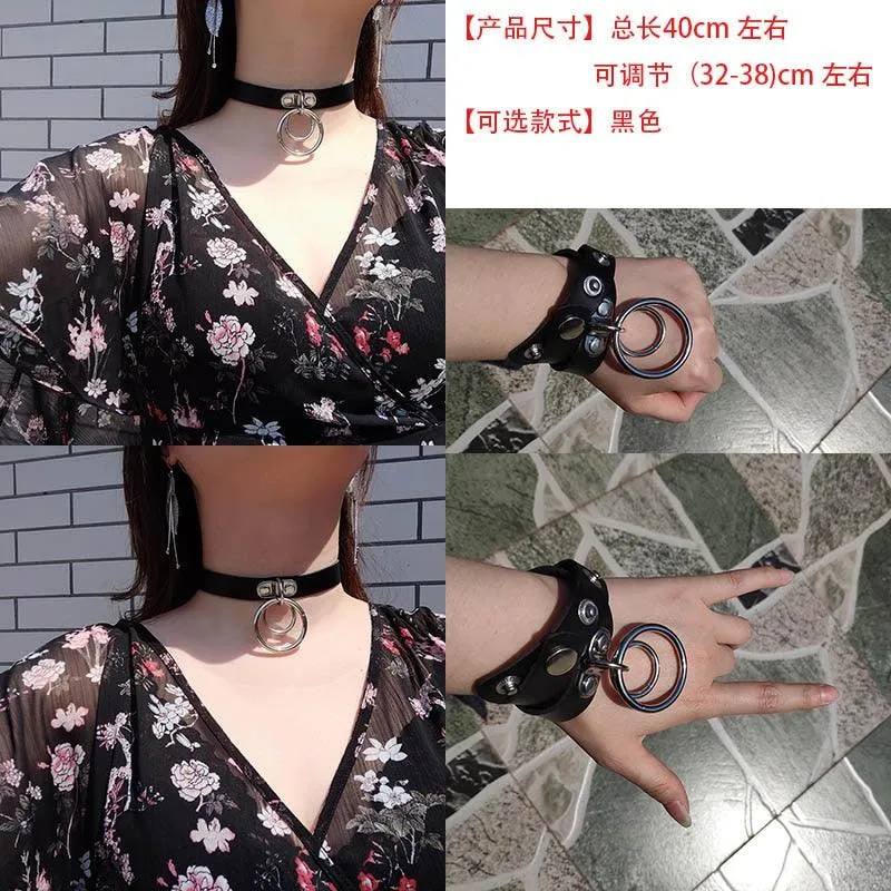 Hot Punk Harajuku Collar Choker Necklace Kit head PU Leather Choker Punk Goth  Handmade Neck Bracelet animal Jewelry wholesale