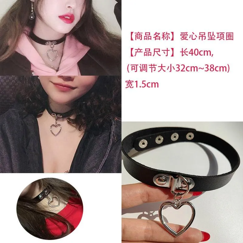 Hot Punk Harajuku Collar Choker Necklace Kit head PU Leather Choker Punk Goth  Handmade Neck Bracelet animal Jewelry wholesale