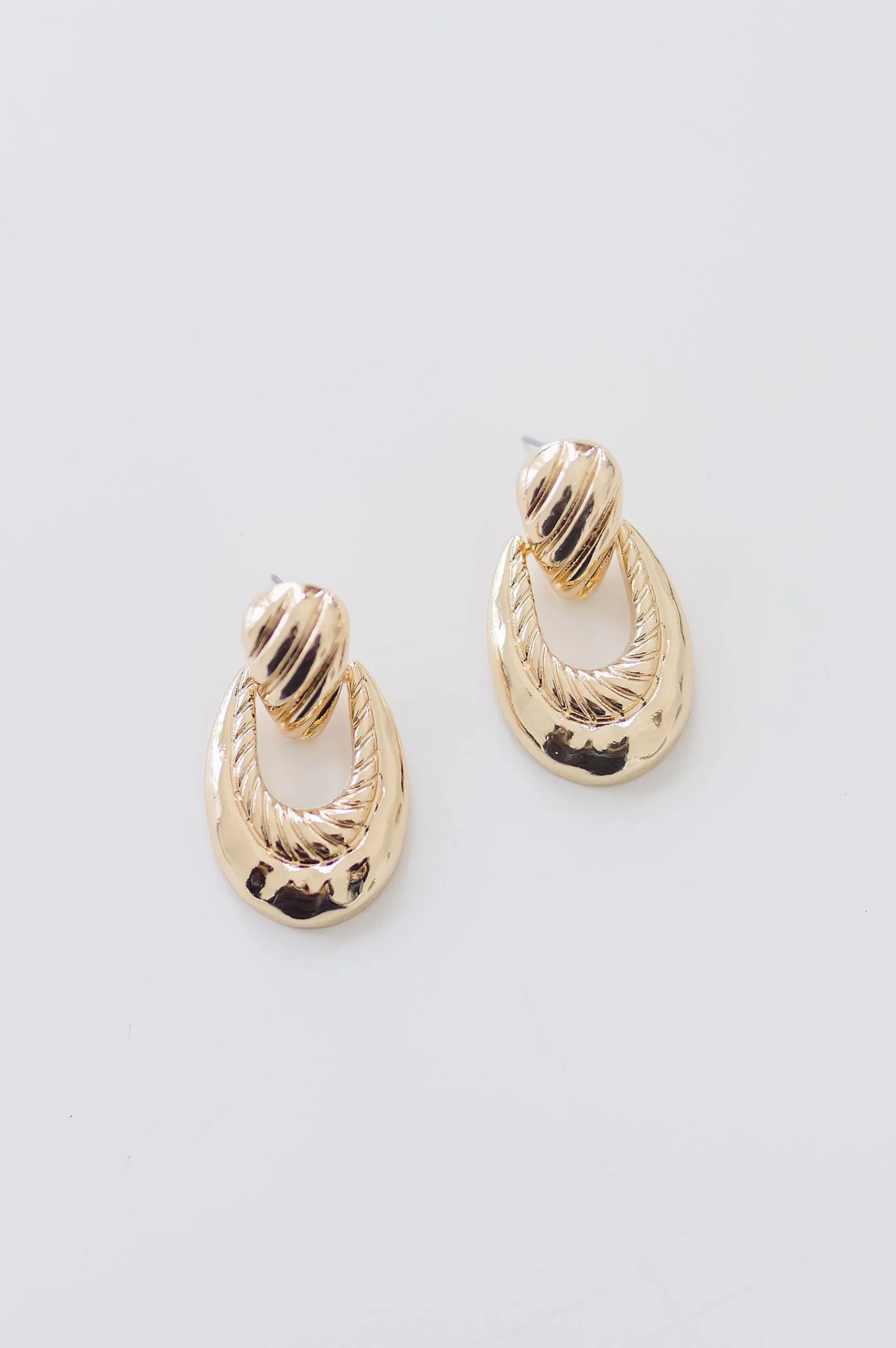 Hudson Layered Textured Drop Earrings Gold