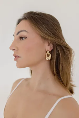 Hudson Layered Textured Drop Earrings Gold