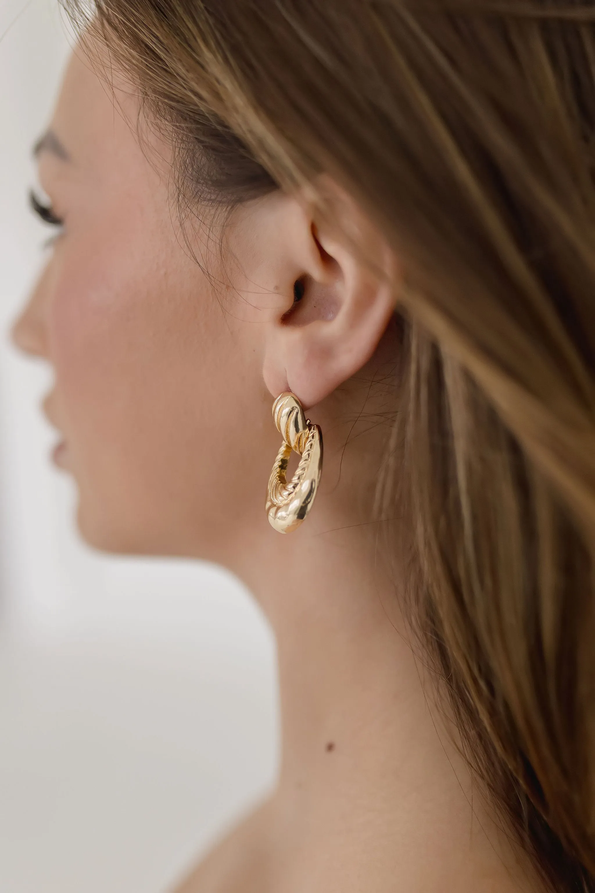 Hudson Layered Textured Drop Earrings Gold
