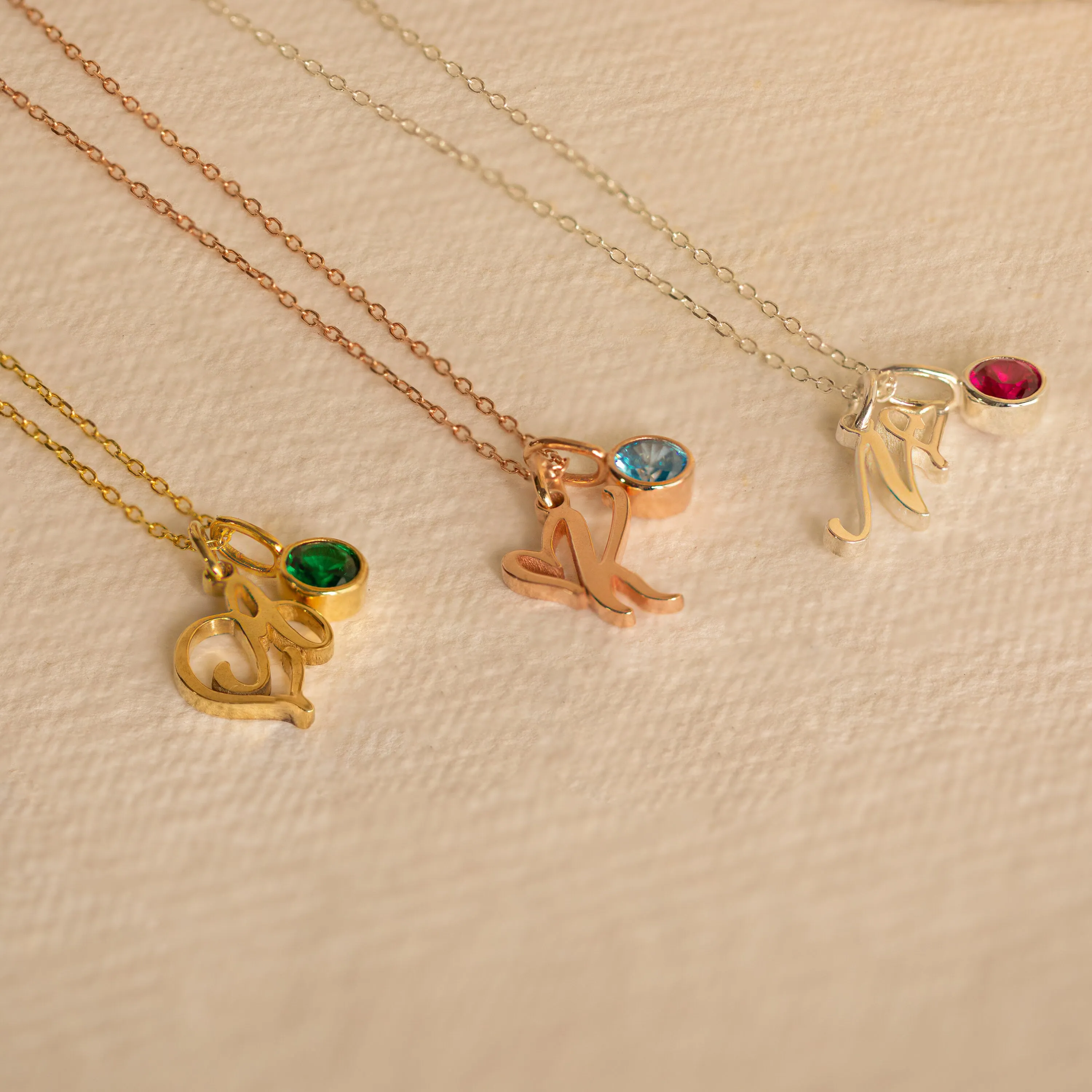 Initial Heart Birthstone Necklace