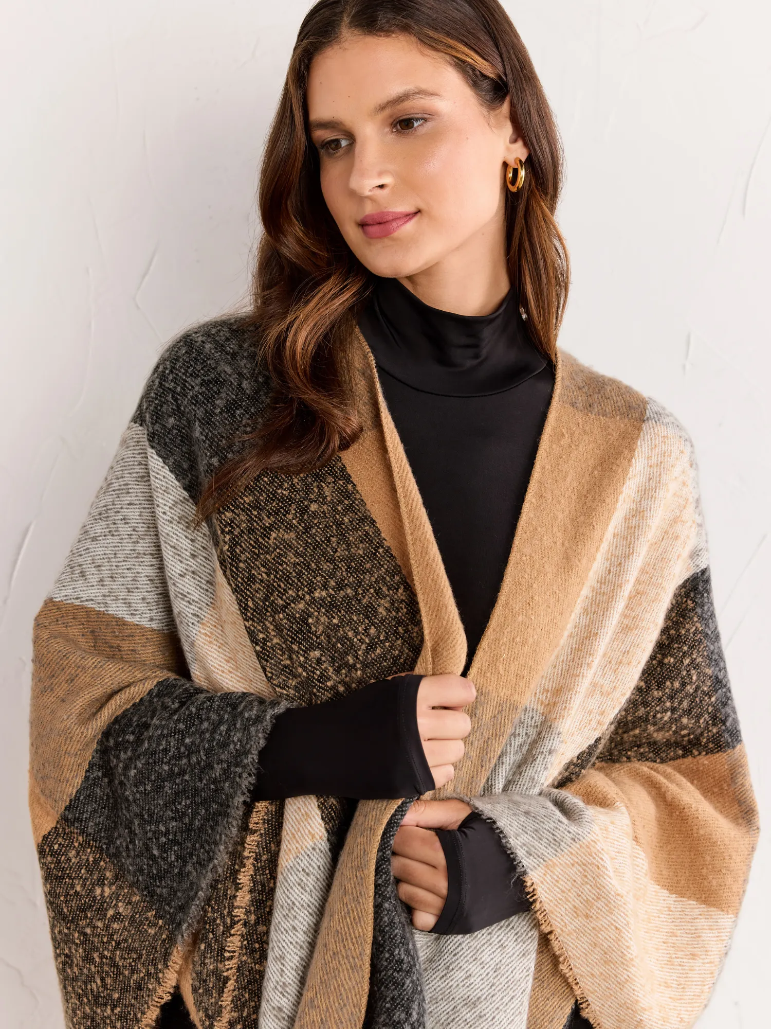 Jacob Ash Brushed Plaid Ruana - Brands We Love