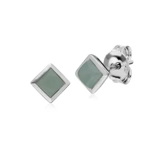Jade Ohrring, Sterlingsilber Einfaches Jade Blende Quadrat