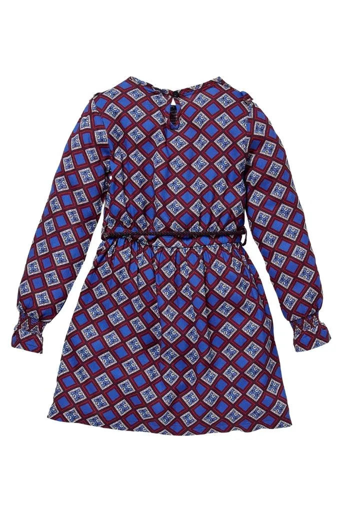 Kala Long Sleeve Retro Print Dress