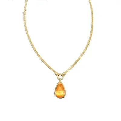 Kendra Scott Sami Catseye Herringbone 14K Gold Over Brass Statement Necklace - Coral Catseye