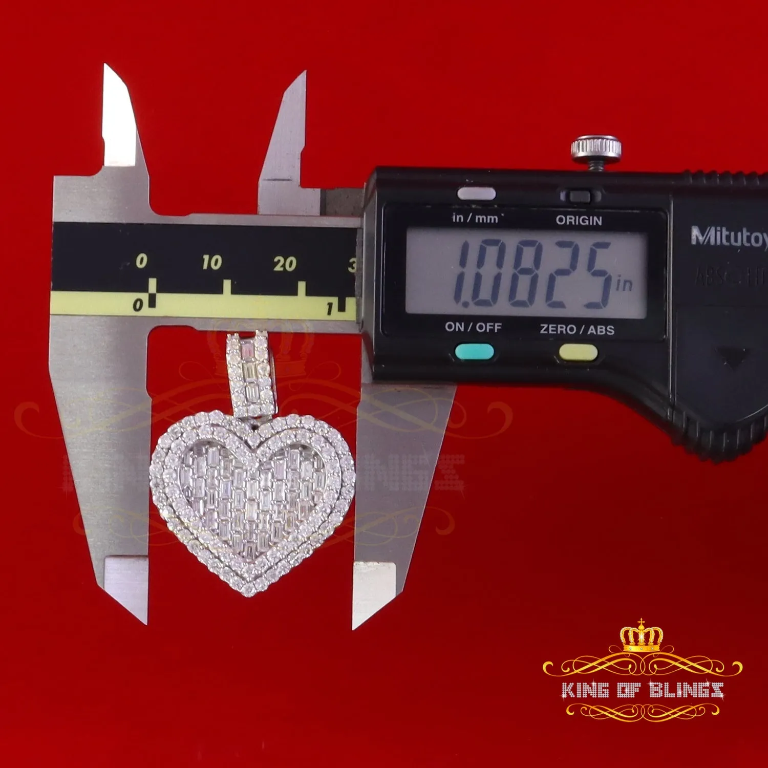 King Of Bling's 925 Sterling White Silver Heart Pendant 7.50ct VVS D Clr Moissanite for He/She.