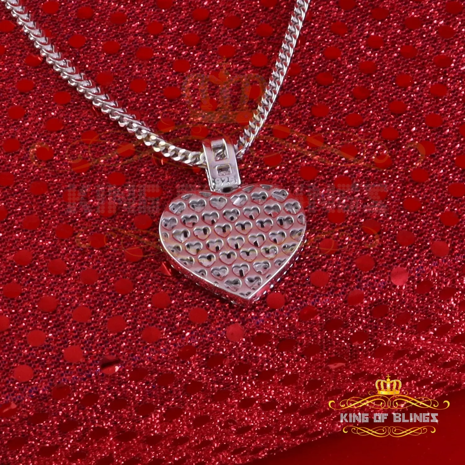 King Of Bling's 925 Sterling White Silver Heart Pendant 7.50ct VVS D Clr Moissanite for He/She.