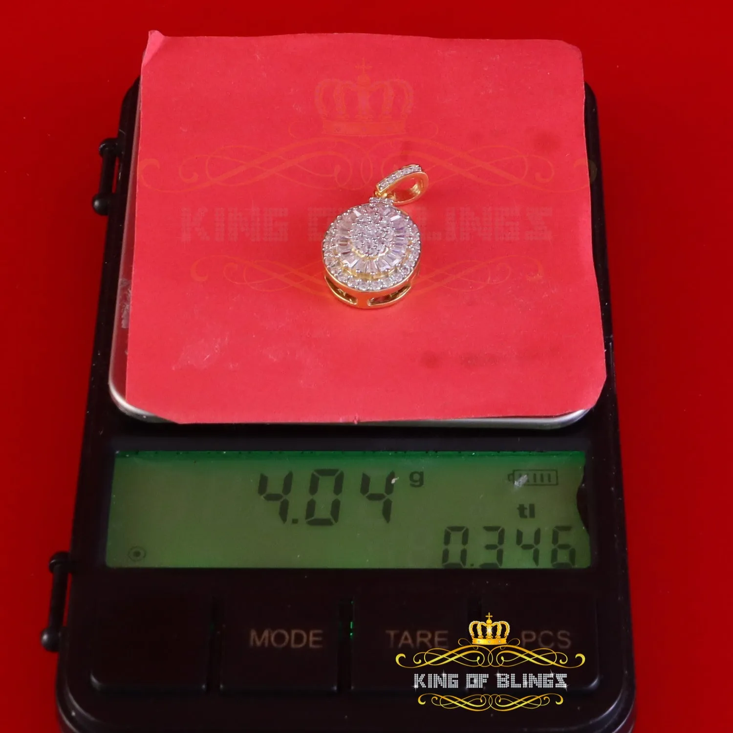 King Of Bling's 925 Sterling Yellow Silver 1.00ct VVS D CLr. Moissanite Oval Pendant for Womens