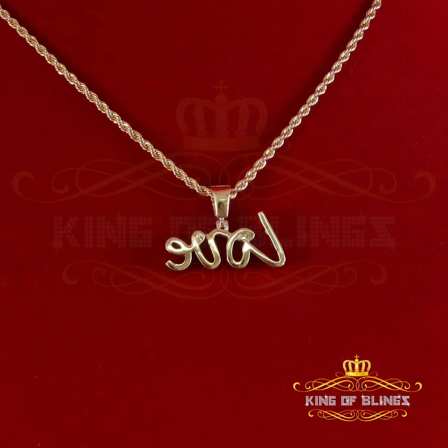 King Of Bling's Love Pendant for Women's 925 Yellow Silver1.00ct VVS D Clr. Round Moissanite