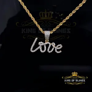 King Of Bling's Love Pendant for Women's 925 Yellow Silver1.00ct VVS D Clr. Round Moissanite