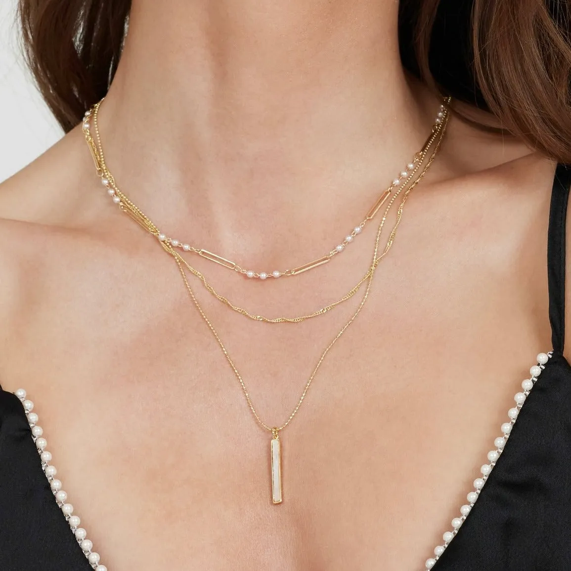 Kinsey Designs | Marina Gold Tone Necklace with Pearl Accents