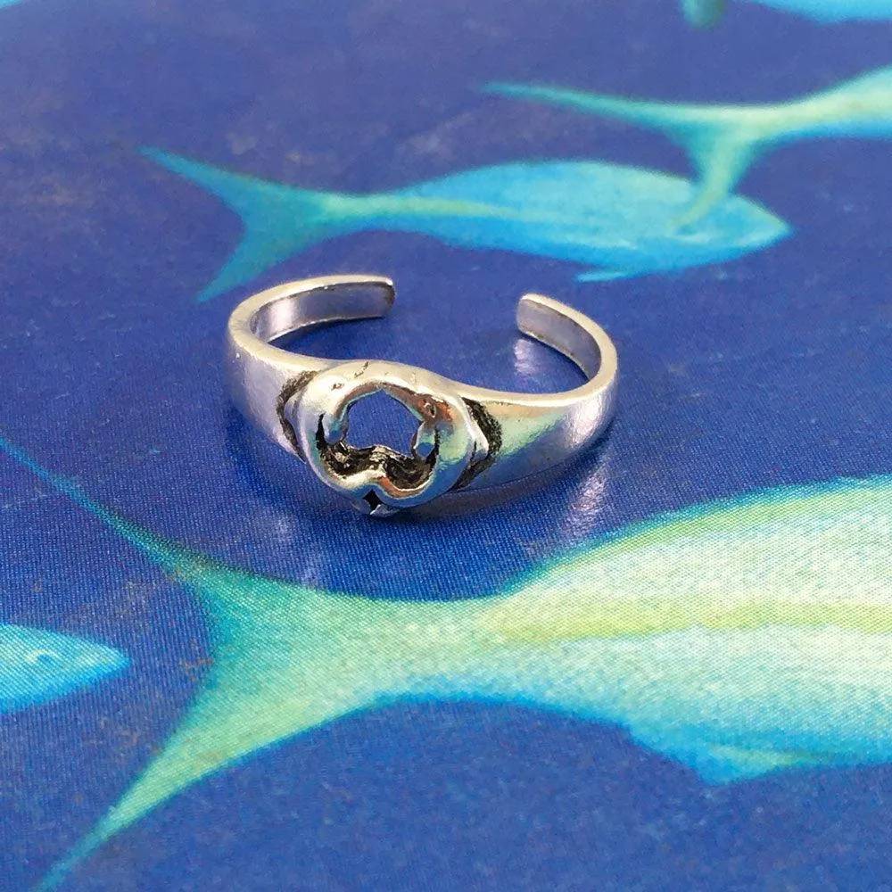 Kissing Dolphins Silver Toe Ring TR3717