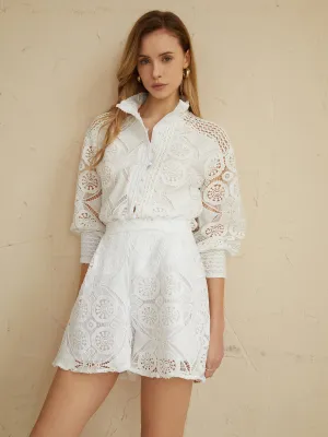 Lace Overlay Two Trendy Piece Shorts Set