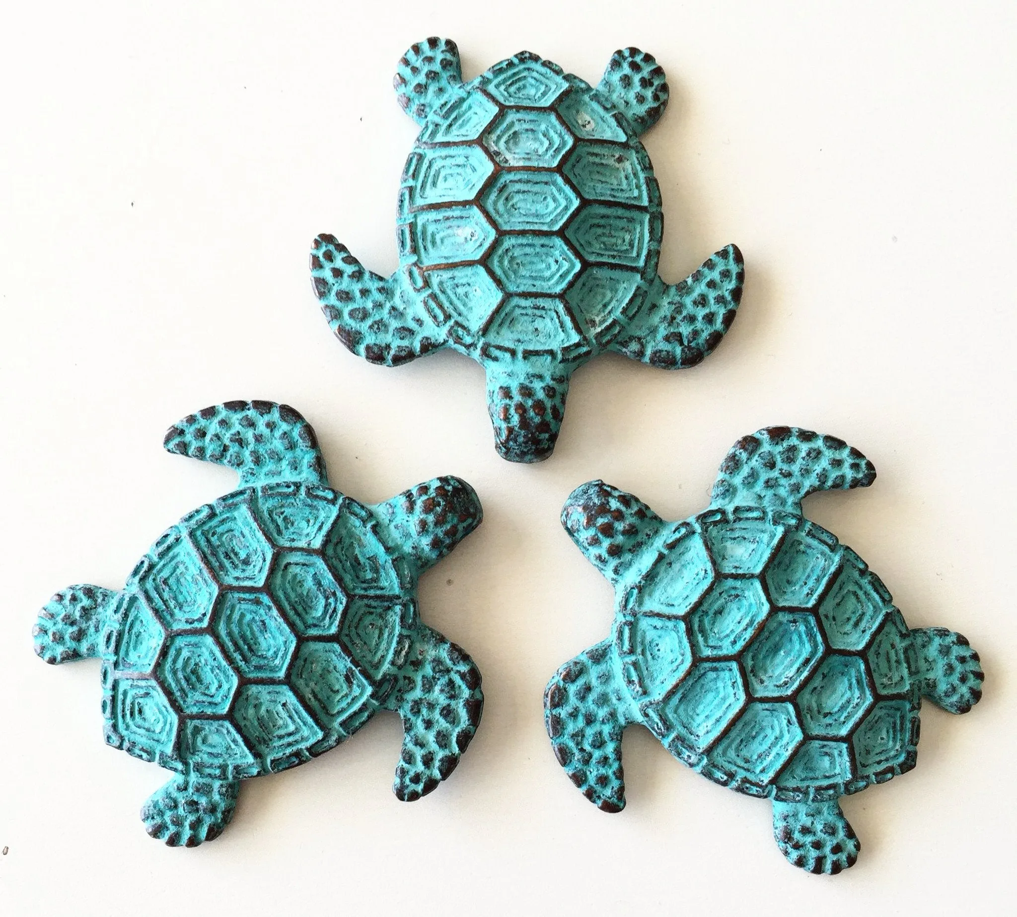 Large Sea Turtle Pendant Charm - patina finish