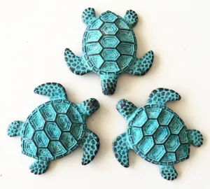 Large Sea Turtle Pendant Charm - patina finish