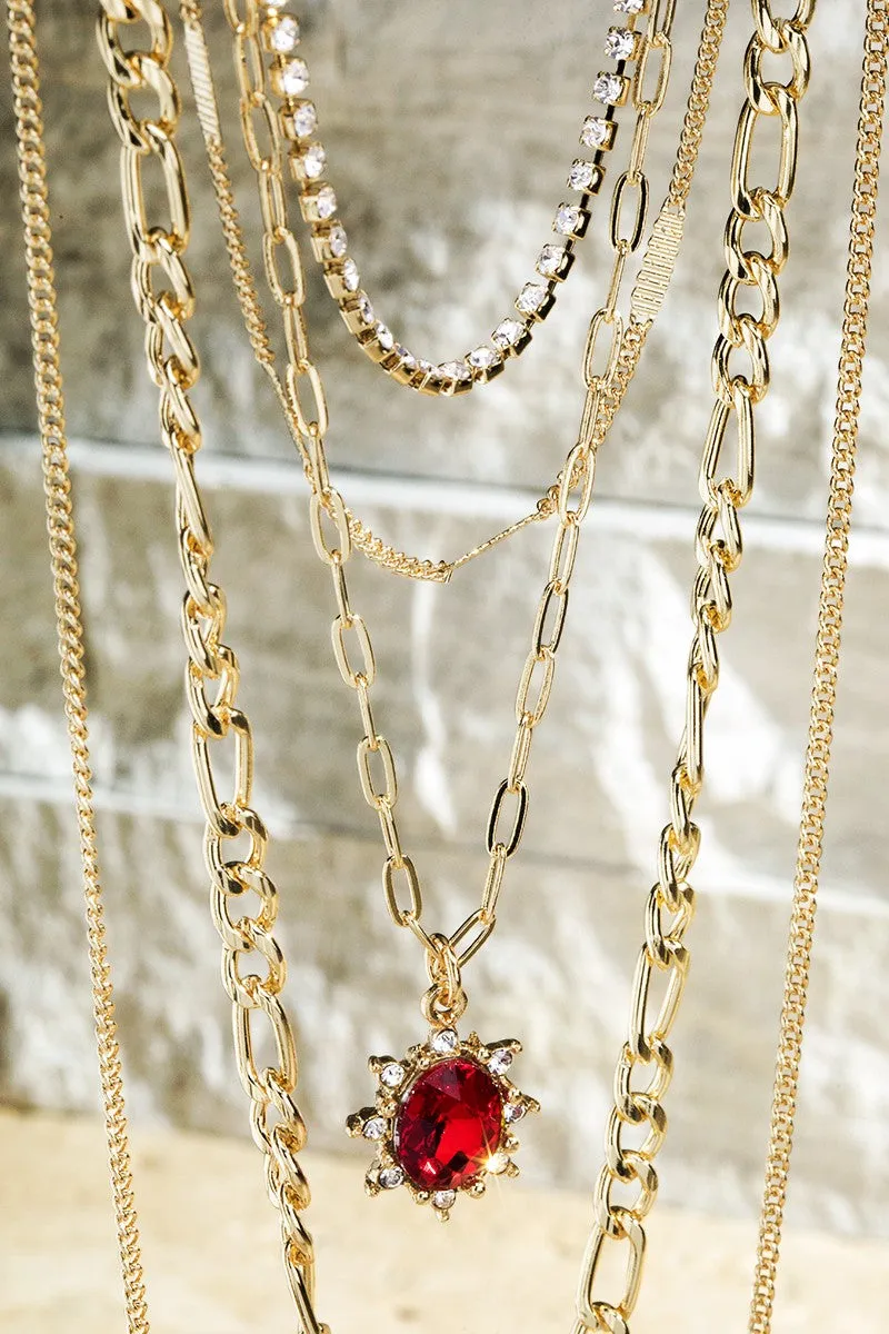 Layered Brass & Glass Statement Necklace