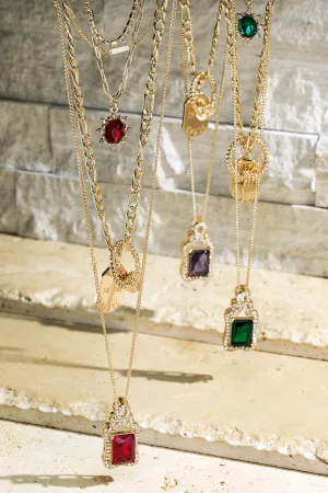 Layered Brass & Glass Statement Necklace