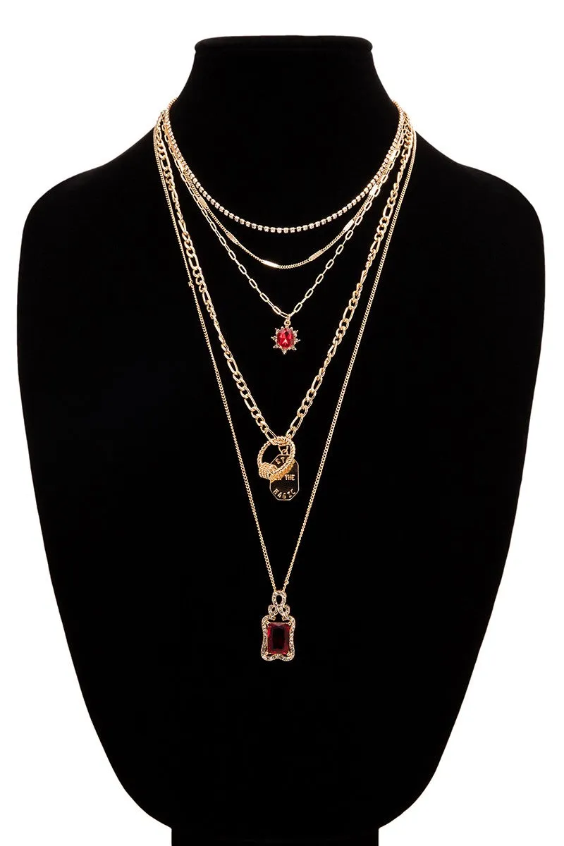 Layered Brass & Glass Statement Necklace