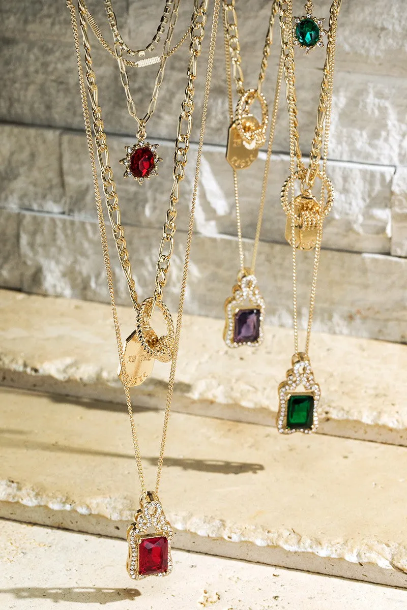Layered Brass & Glass Statement Necklace