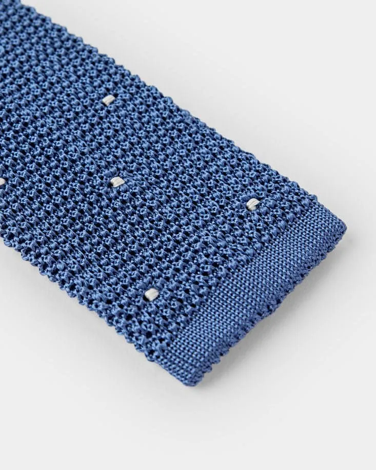 Lazurite & White Spot Knitted Silk Tie