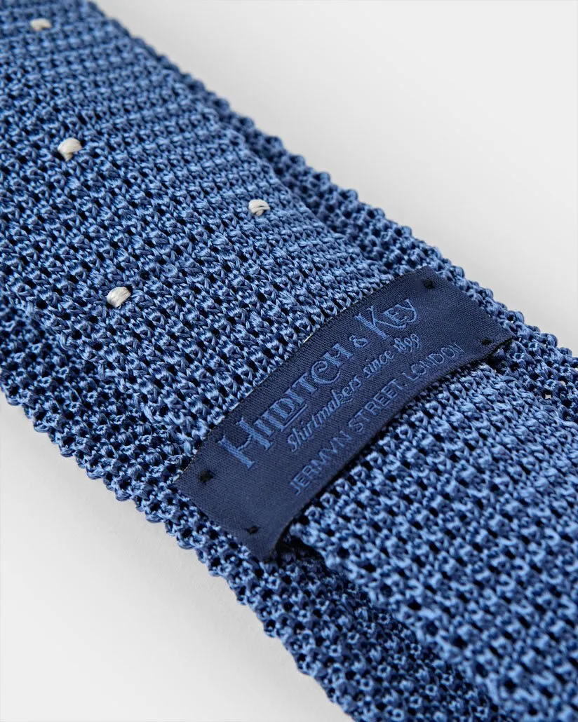 Lazurite & White Spot Knitted Silk Tie
