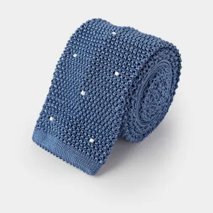 Lazurite & White Spot Knitted Silk Tie