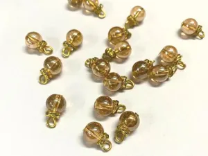 LCT Shadow Golden Circular Glass Loreal Beads- 8 mm