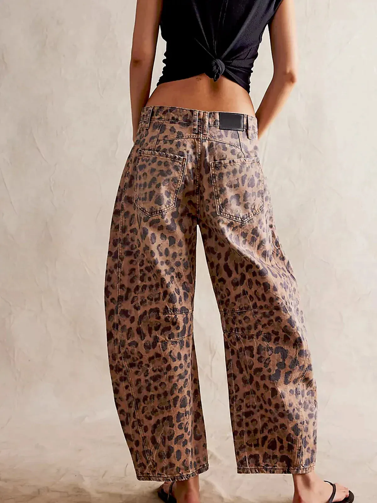 Leopard Print Baggy Jeans