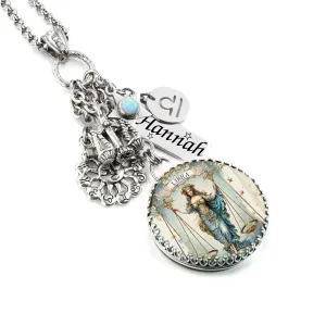 Libra Horoscope Necklace with Birthstones