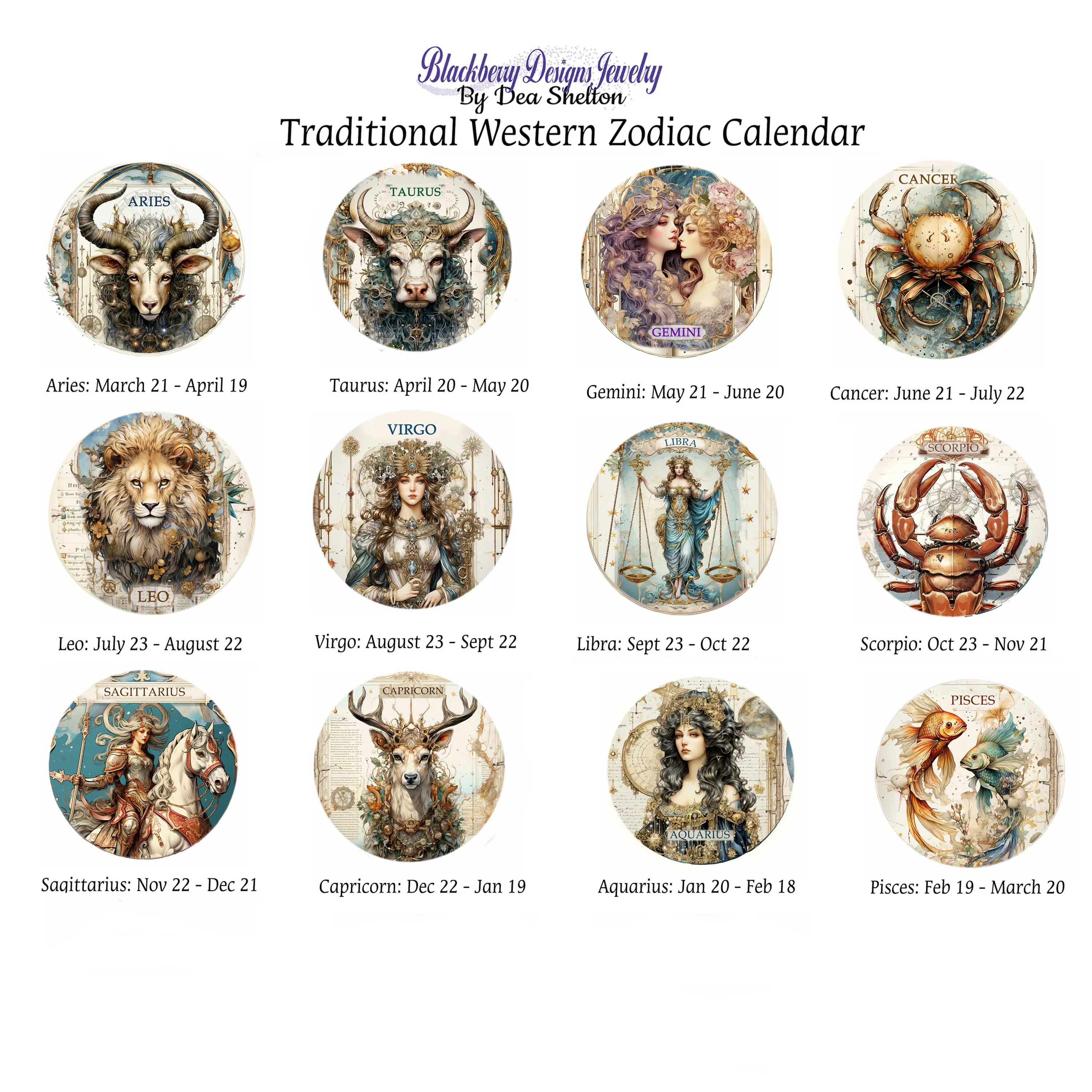 Libra Horoscope Necklace with Birthstones