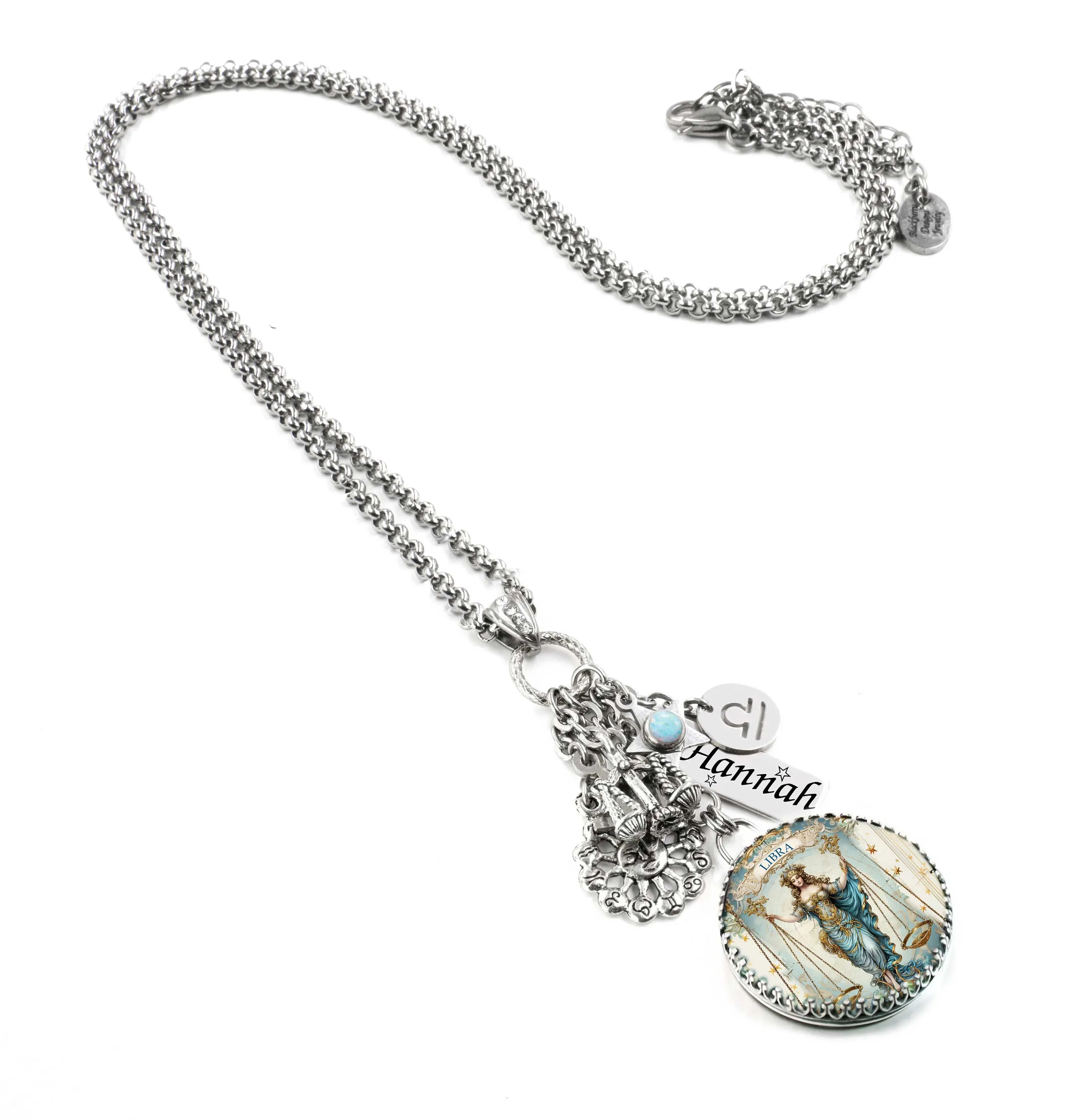 Libra Horoscope Necklace with Birthstones