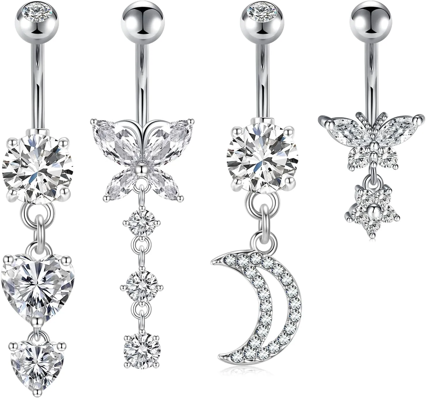 Longita Belly Ring - Surgical Steel & Gold Clicker, Hypoallergenic Navel Ring for Women