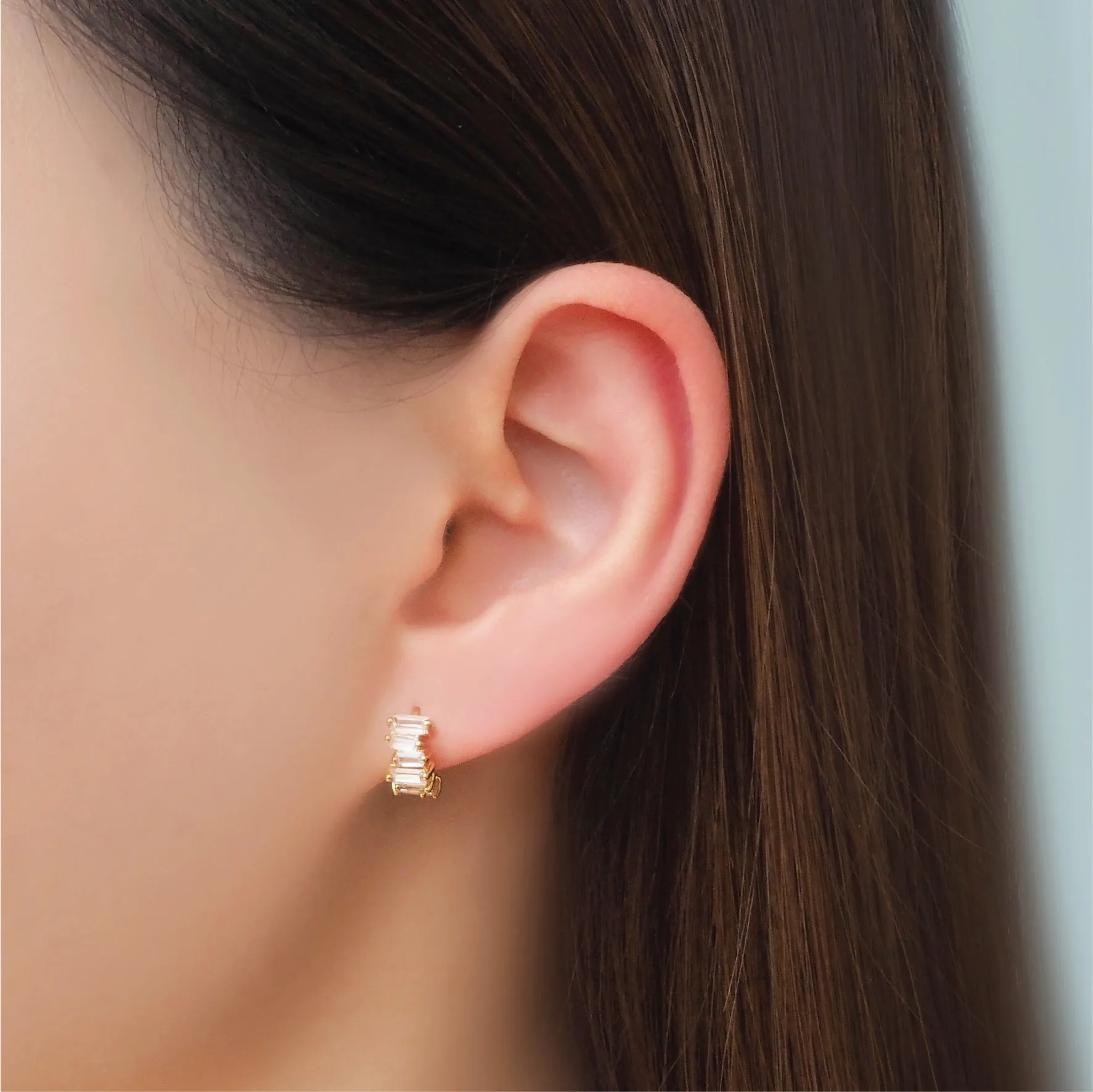 Lux Baguette Huggie Hoop Earrings