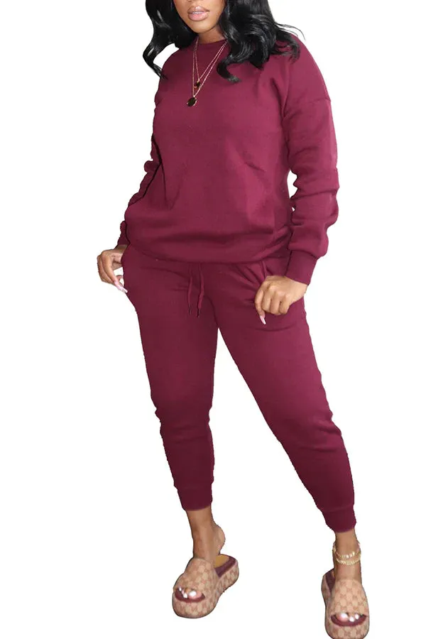 MB FASHION COZY FLEECE LONG SLEEVE JOGGER SET 8146R XXL