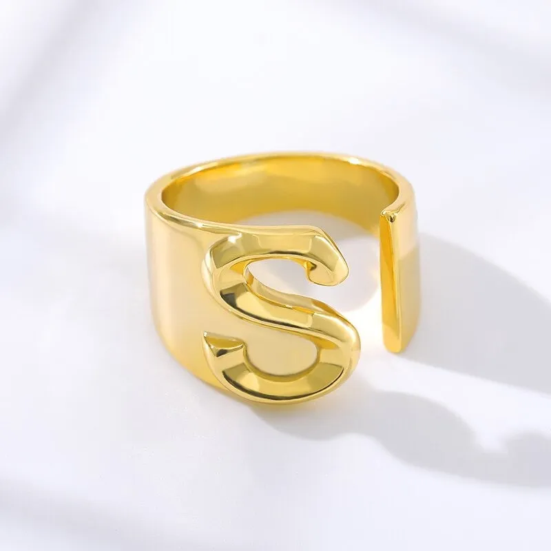 Meaningful Personalized A-Z Initial Letter Adjustable Rings