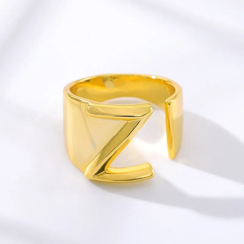 Meaningful Personalized A-Z Initial Letter Adjustable Rings