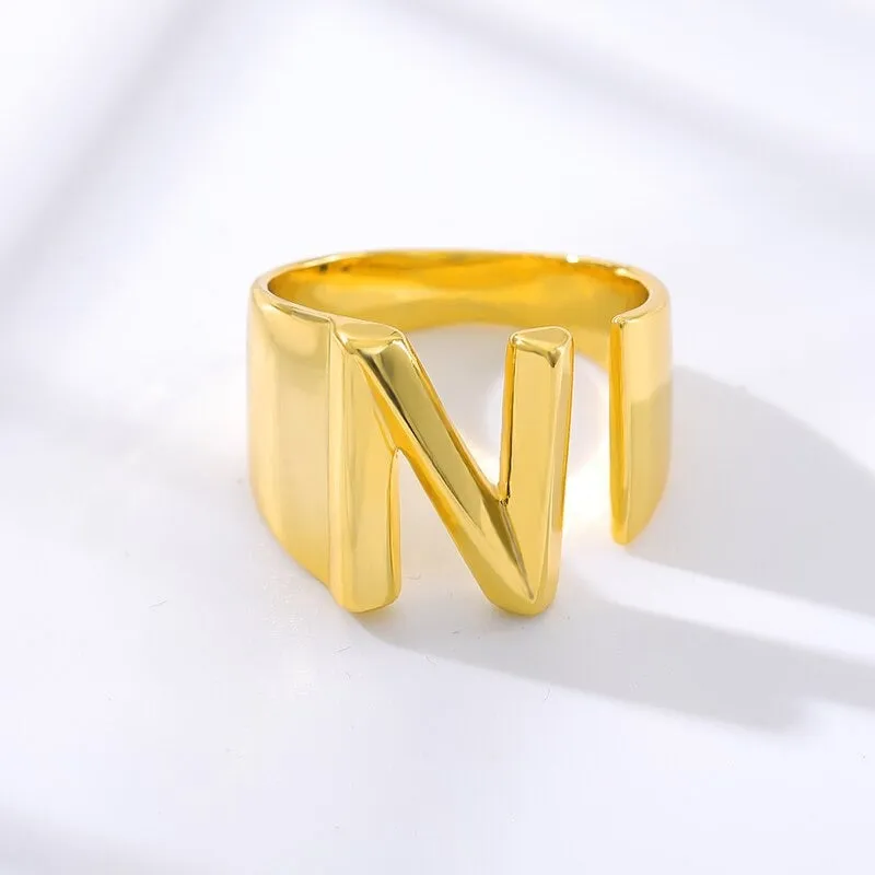 Meaningful Personalized A-Z Initial Letter Adjustable Rings
