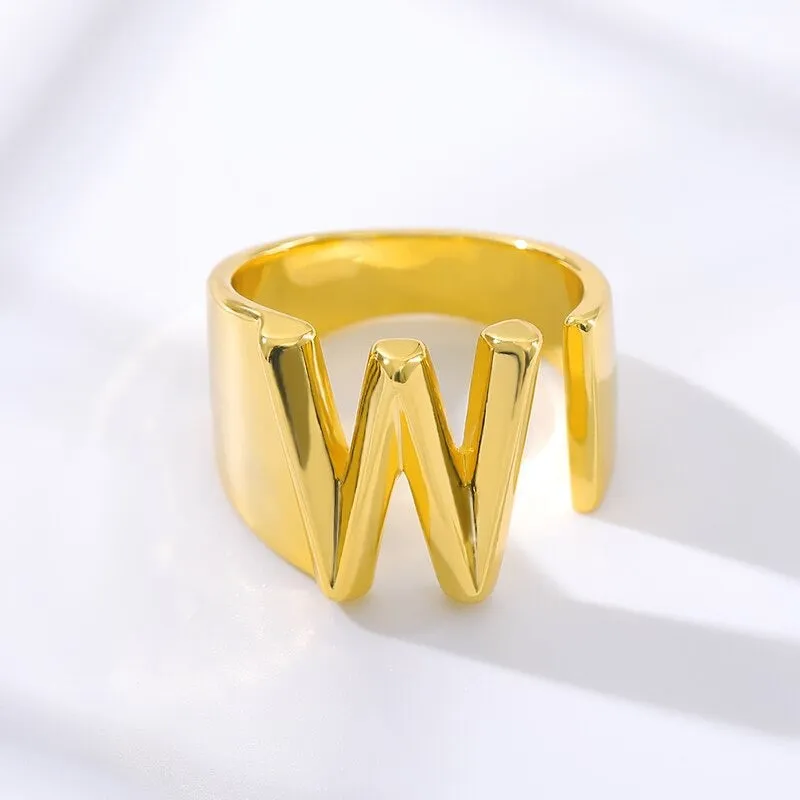 Meaningful Personalized A-Z Initial Letter Adjustable Rings