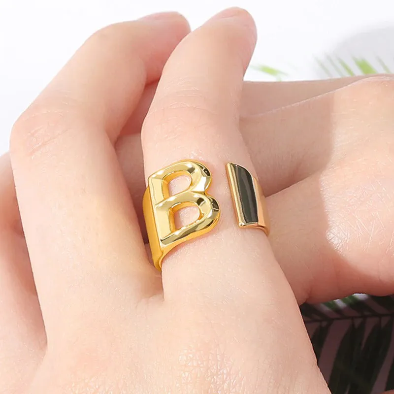Meaningful Personalized A-Z Initial Letter Adjustable Rings