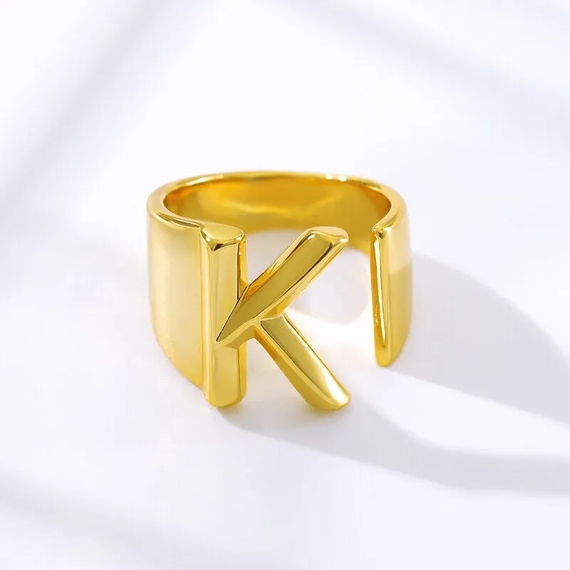 Meaningful Personalized A-Z Initial Letter Adjustable Rings