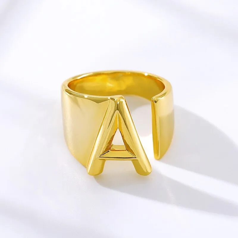 Meaningful Personalized A-Z Initial Letter Adjustable Rings