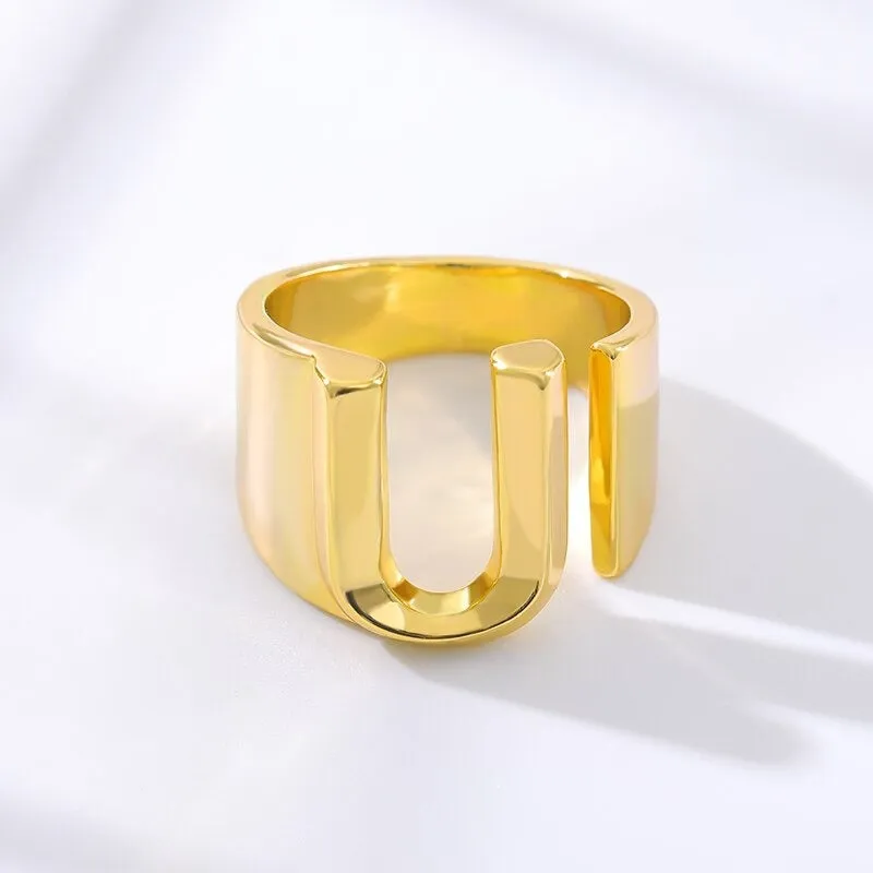 Meaningful Personalized A-Z Initial Letter Adjustable Rings