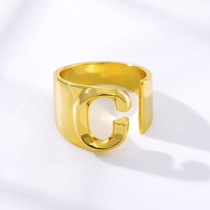 Meaningful Personalized A-Z Initial Letter Adjustable Rings