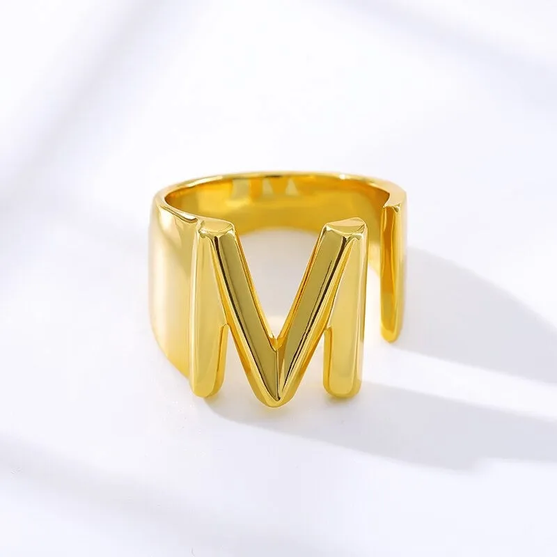 Meaningful Personalized A-Z Initial Letter Adjustable Rings