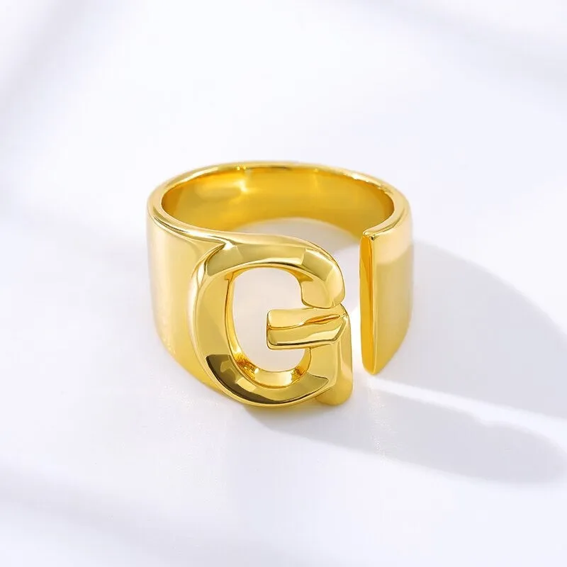 Meaningful Personalized A-Z Initial Letter Adjustable Rings