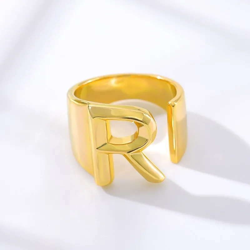 Meaningful Personalized A-Z Initial Letter Adjustable Rings