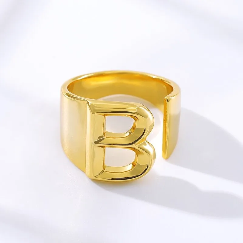 Meaningful Personalized A-Z Initial Letter Adjustable Rings