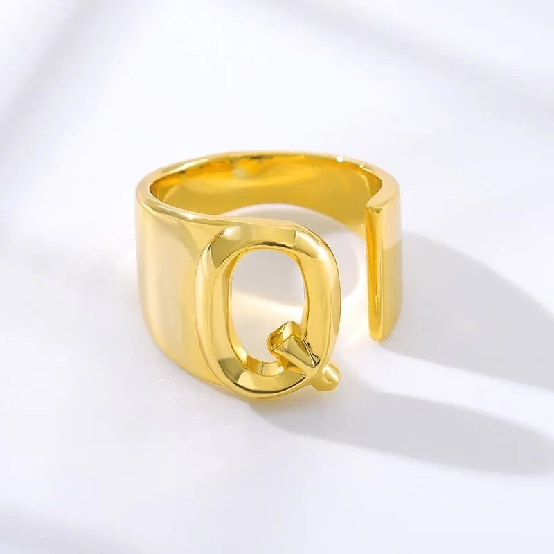 Meaningful Personalized A-Z Initial Letter Adjustable Rings