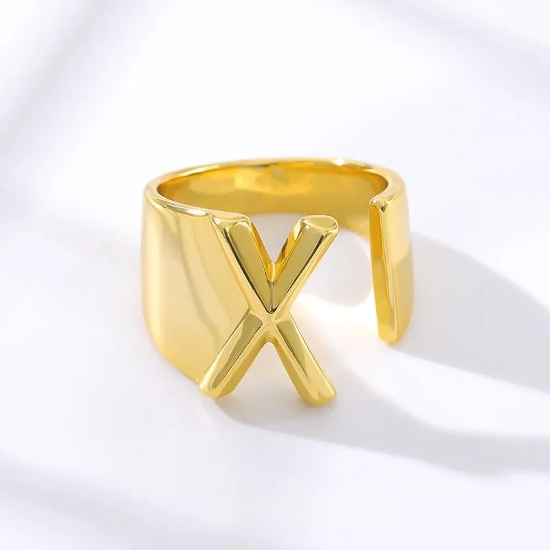 Meaningful Personalized A-Z Initial Letter Adjustable Rings
